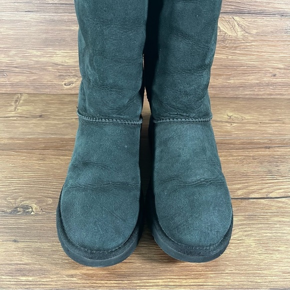 UGG Bailey Bow Tall Black Suede Winter Boots Shoes Women’s Size 8 - Picture 9 of 10